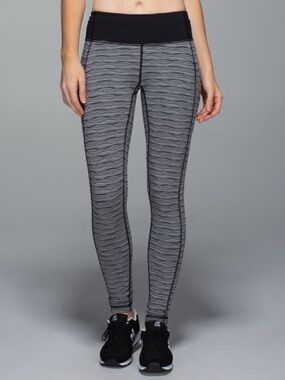Lululemon Speed Tight II Running Tights Textured Wave Black Silver Spoon Sz 8